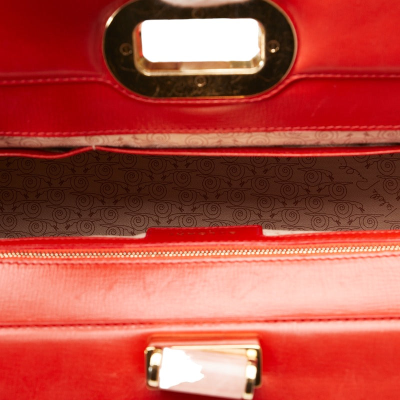 Bulgari Isabella Rosellini Handbag Shoulder Bag 2WAY Red Leather Ladies
