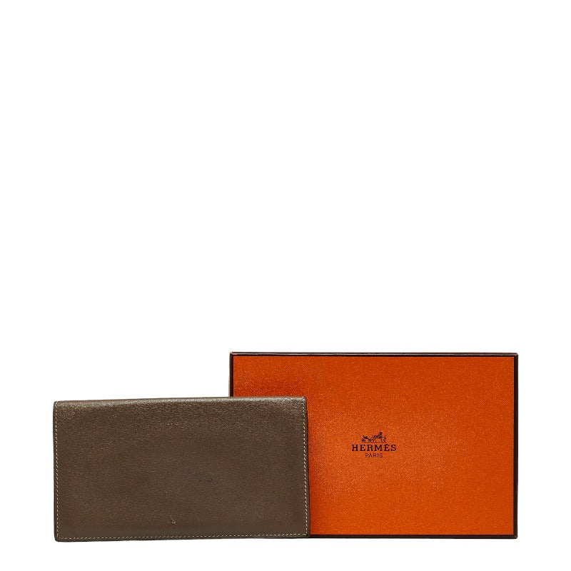 Hermes City Tile Silk Twin Folded Wallet Etoop Brown Vossyft Leather Ladies Hermes  [ Paris]