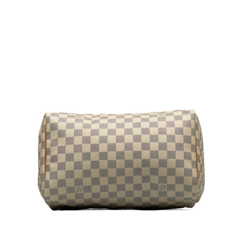 Louis Vuitton Damiere Azur Speed 30 Handbag N41533 White PVC Leather Lady Louis Vuitton