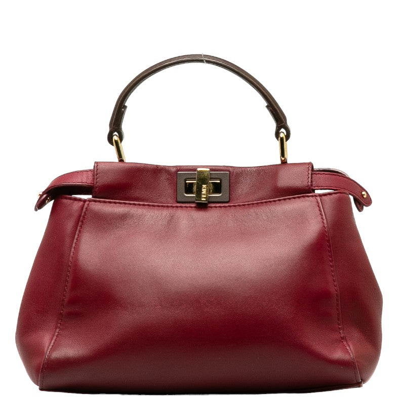 FENDI Peekaboo Handbag in Leather Red 8BN244