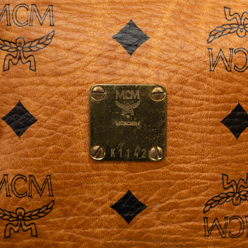 MCM Em Visetos logo Boston bag brown PVC leather ladies MCM