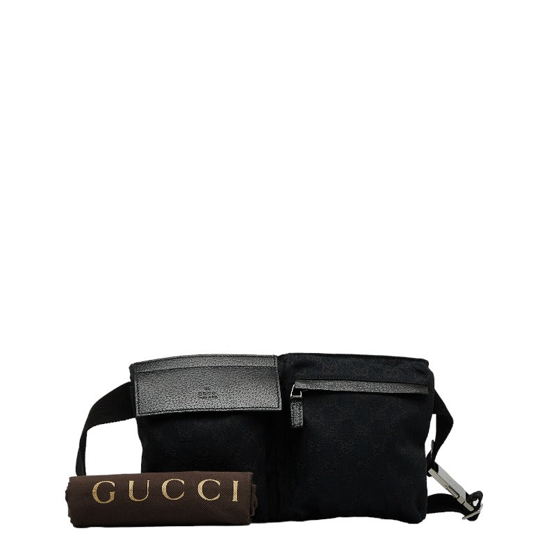 Gucci GG canvas vest bag body bag 28566 black canvas leather ladies Gucci