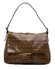 FENDI Zucca Mamma Baguette Shoulder Bag Patent Leather 26325 Brown Ladies