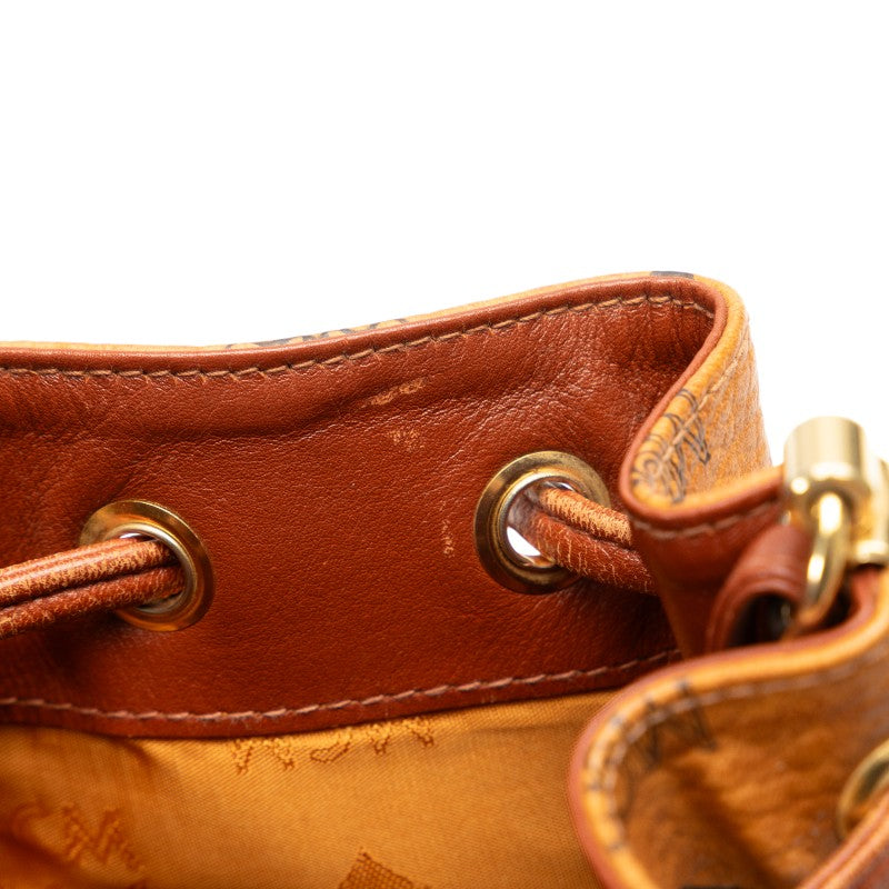 MCM Mini Bucket Bag in Visetos Brown Leather