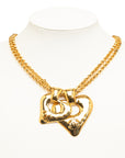 Chanel Vintage Cocomark Double Heart Necklace Gold Ladies