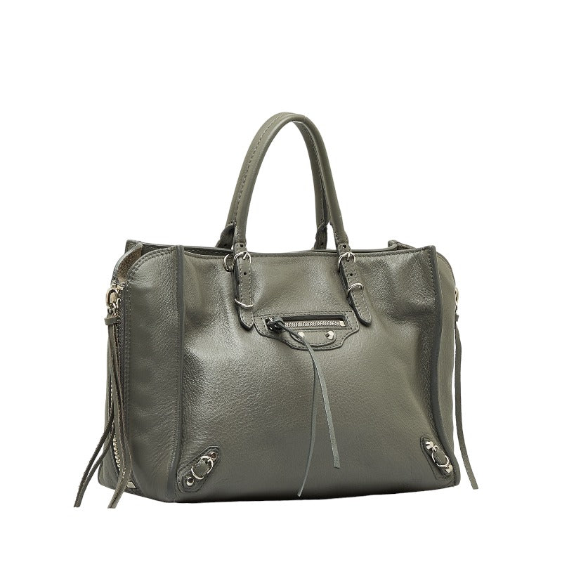 BALENCIAGA Tote Shopper Hag in Leather Grey 370926 Ladies