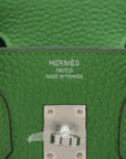 Hermes Birkin 25 Togo Cuir Vert Yuka Argent