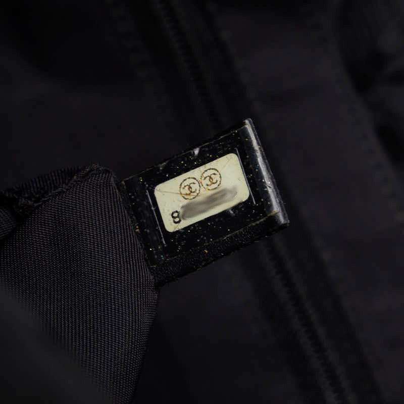Chanel New Label Line  PM houlder Bag Black Nylon Leather Canvas  CHANEL