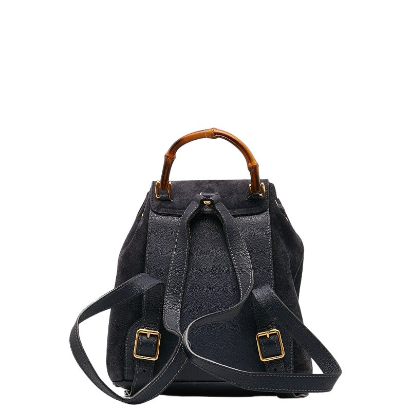 GUCCI Bamboo Backpack in Suede Navy 003 2852