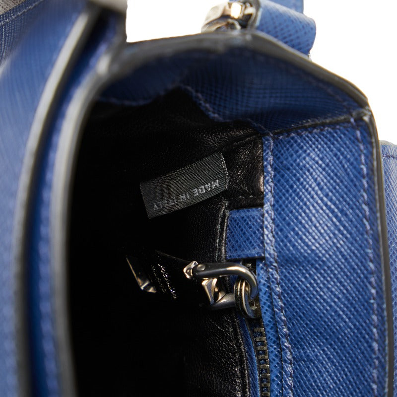 Prada Sapphiano Padlock Silver Handbag Shoulder Bag 2WAY BT1012