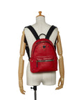 MCM Backpack Studded in Leather Red
