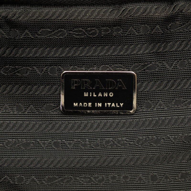 Prada Triangle Logo   Shoulder Bag Black Nylon Leather  Prada  Ladies