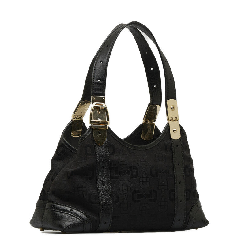 Gucci Horsbit Handbag 145761 Black Canvas Leather Ladies Gucci