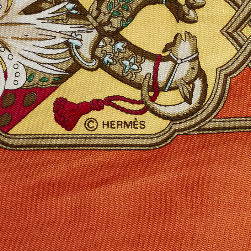 Hermes Carré 90 MAHARAJAS Maharaja SCalf Orange Multicolor Silk  Hermes