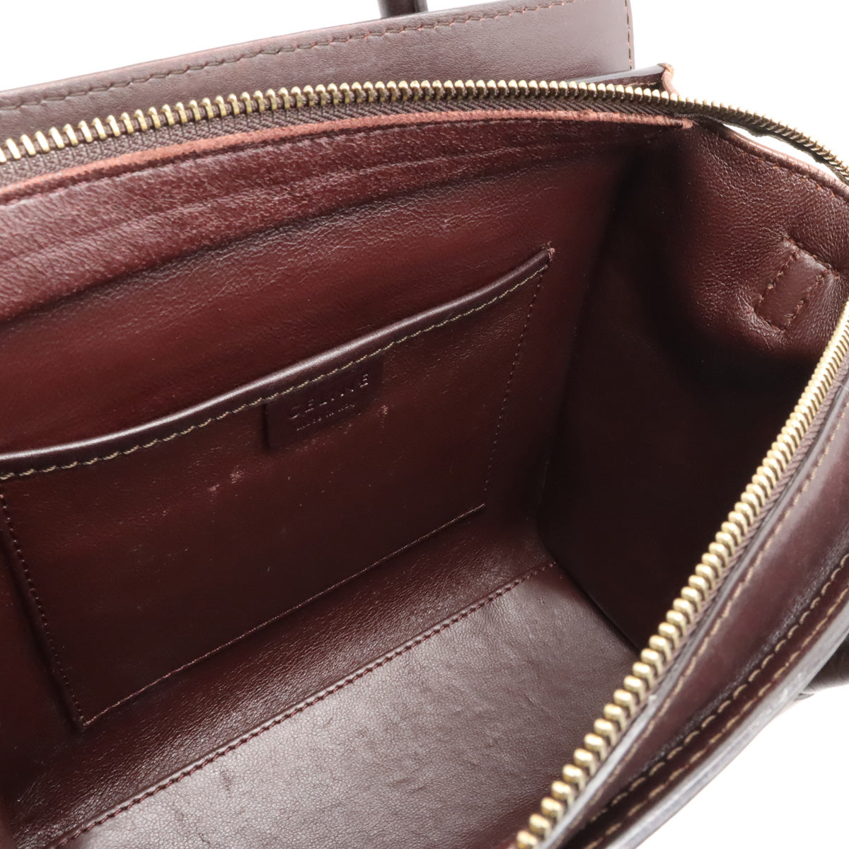 Celine Lagoon Nano per Handbag 2WAY Shoulder Bag Leather Sword Tricolor Beige Brown 168243