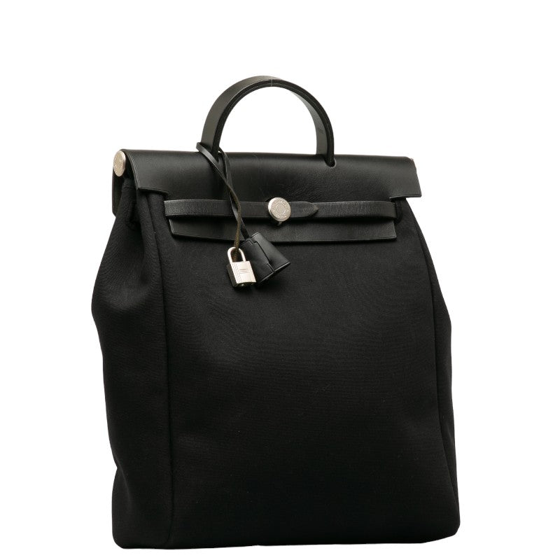 Hermès Lux Daypack 帆布/皮革 黑色
