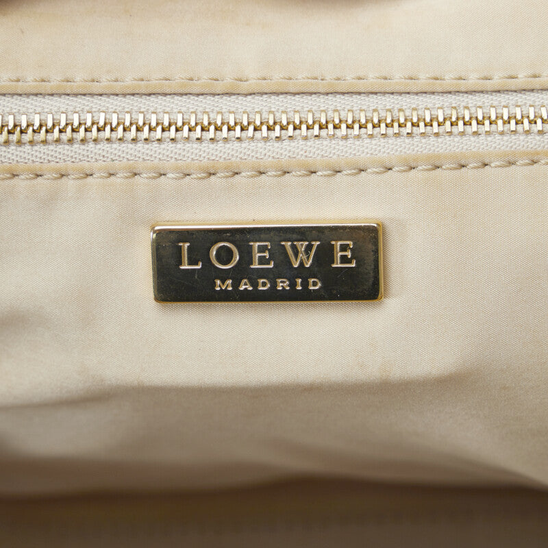 LOEWE Amazon Mini Boston Bag Handbag in Canvas Leather Beige Brown