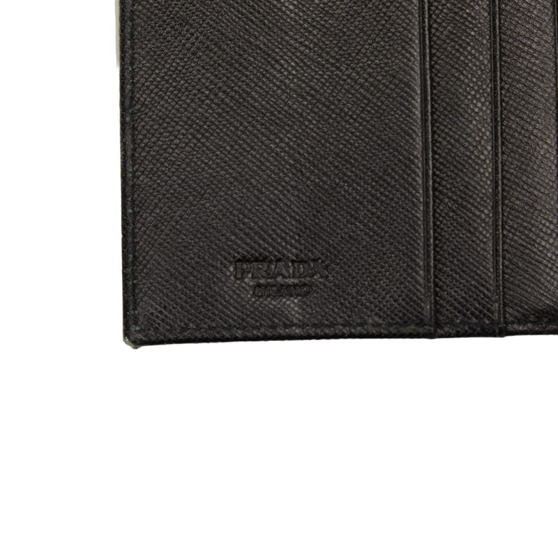 Prada Triangle Logo  Two Folded Wallet Black Nylon Lady Prada