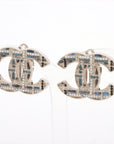 CHANEL Earrings in Tweed Pattern A19B Silver Blue