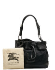 Burberry Checker Shoulder Bag Black Canvas Leather  BURBERRY
