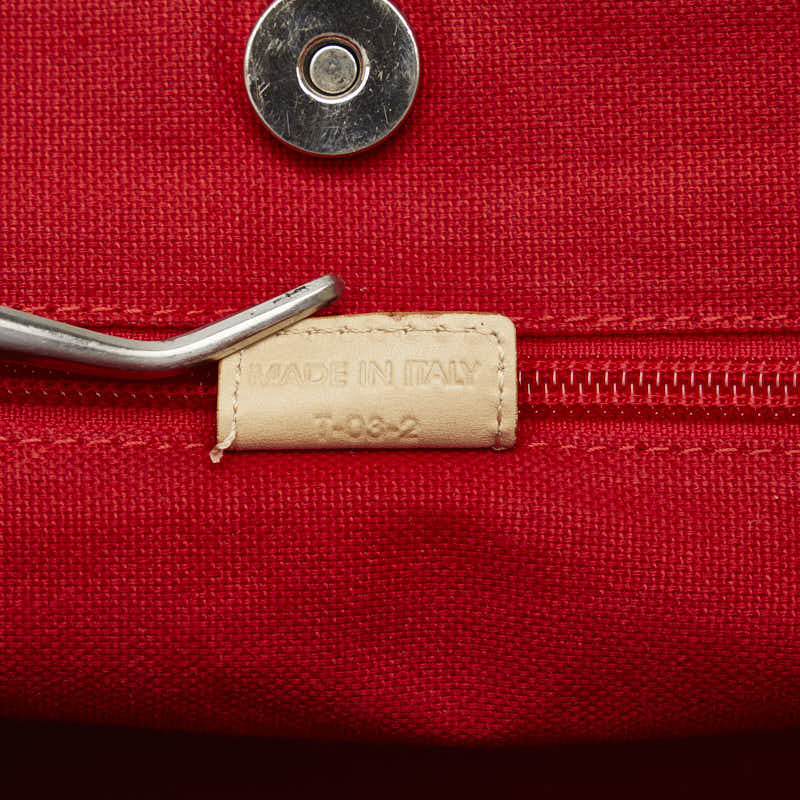 Burberry Noneva Check Handbag Tote Bag Beige Red Canvas
