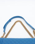 CHANEL Boy Chain Shoulder Bag in Lambskin Blue