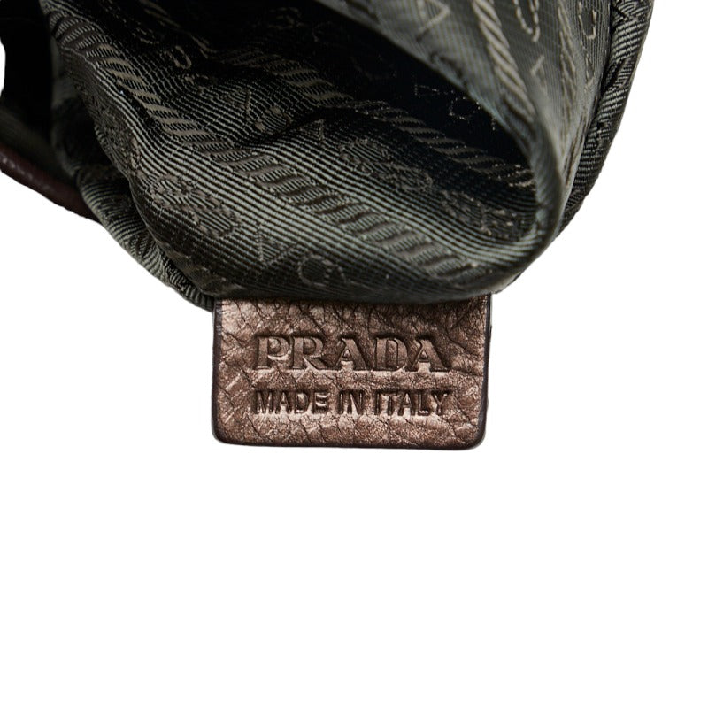 PRADA Tote Shoulder Bag BR3901 Leather Bronze Brown Ladies