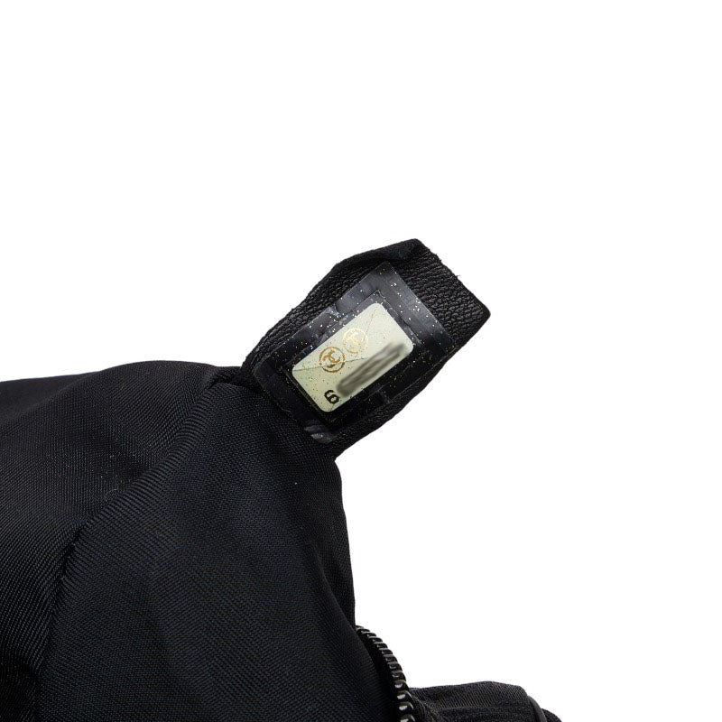 Chanel New Label Line Vanity Bag Handbag Black Canvas Leather  CHANEL