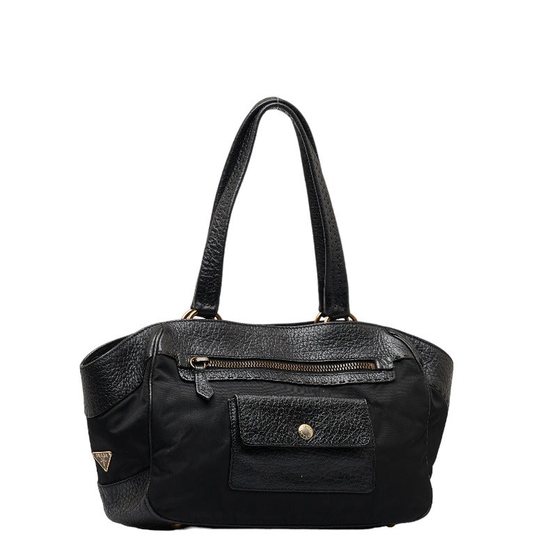 PRADA Shoulder Bag in Calf / Nylon Black BR2006 Ladies