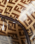 FENDI Zucca Mini Boston Handbag Brown PVC Leather Ladies