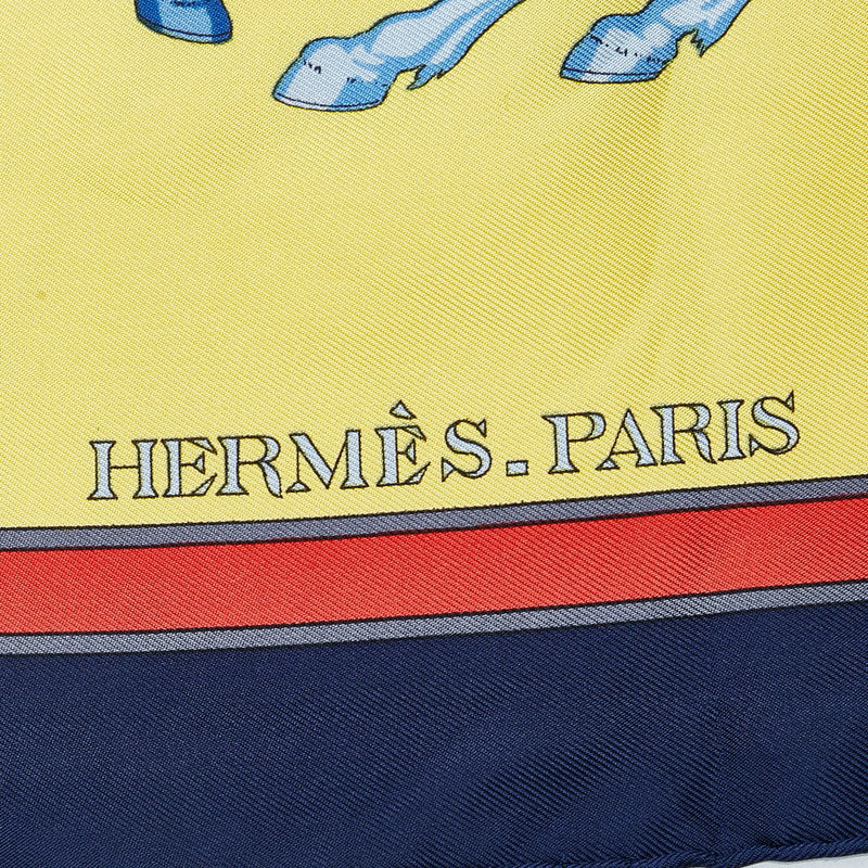 Hermes Carré 90 Carrousel Marigold carf Yellow Naïve Silk  Hermes