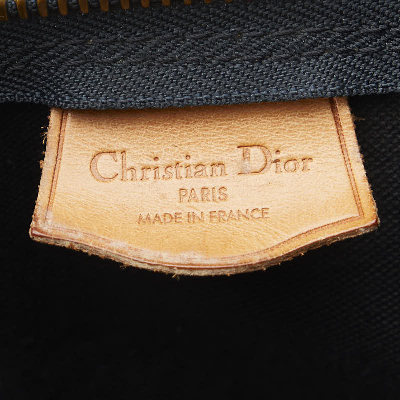CHRISTIAN DIOR Boston Bag Trotter Monogram Navy Brown PVC Leather Ladies