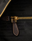 Prada Boston Bag Black Brown Nylon Leather  Prada