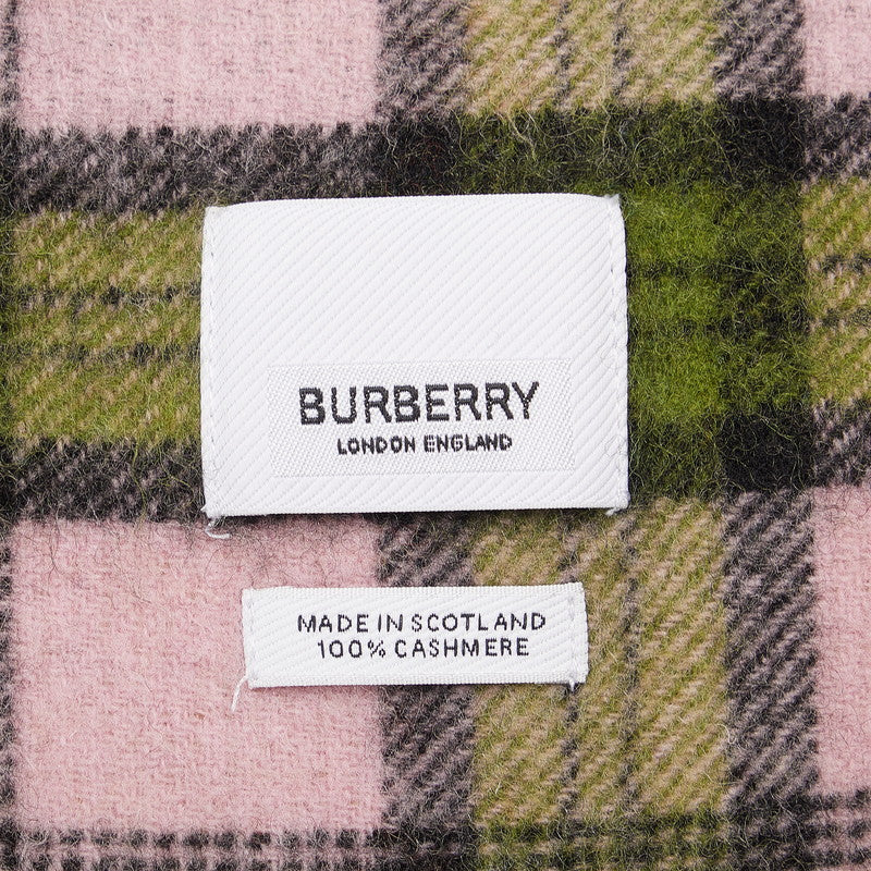 Burberry Nova Check Muffler Beige Pink Cashmere Ladies