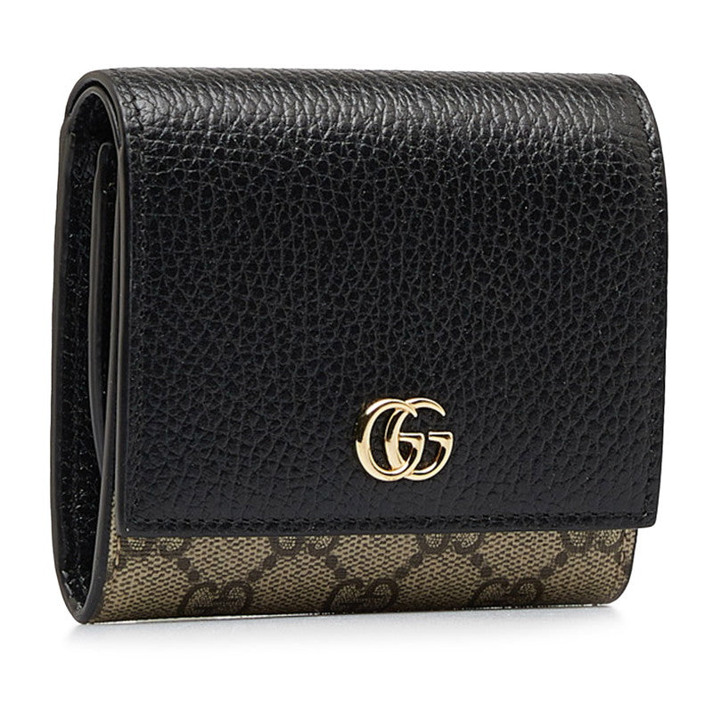 Gucci GG Marmont GG Sprime Double Folded Wallet L-Fasner 598587 Beige Black PVC Leather  Gucci Gucci