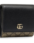 Gucci GG Marmont GG Sprime Double Folded Wallet L-Fasner 598587 Beige Black PVC Leather  Gucci Gucci
