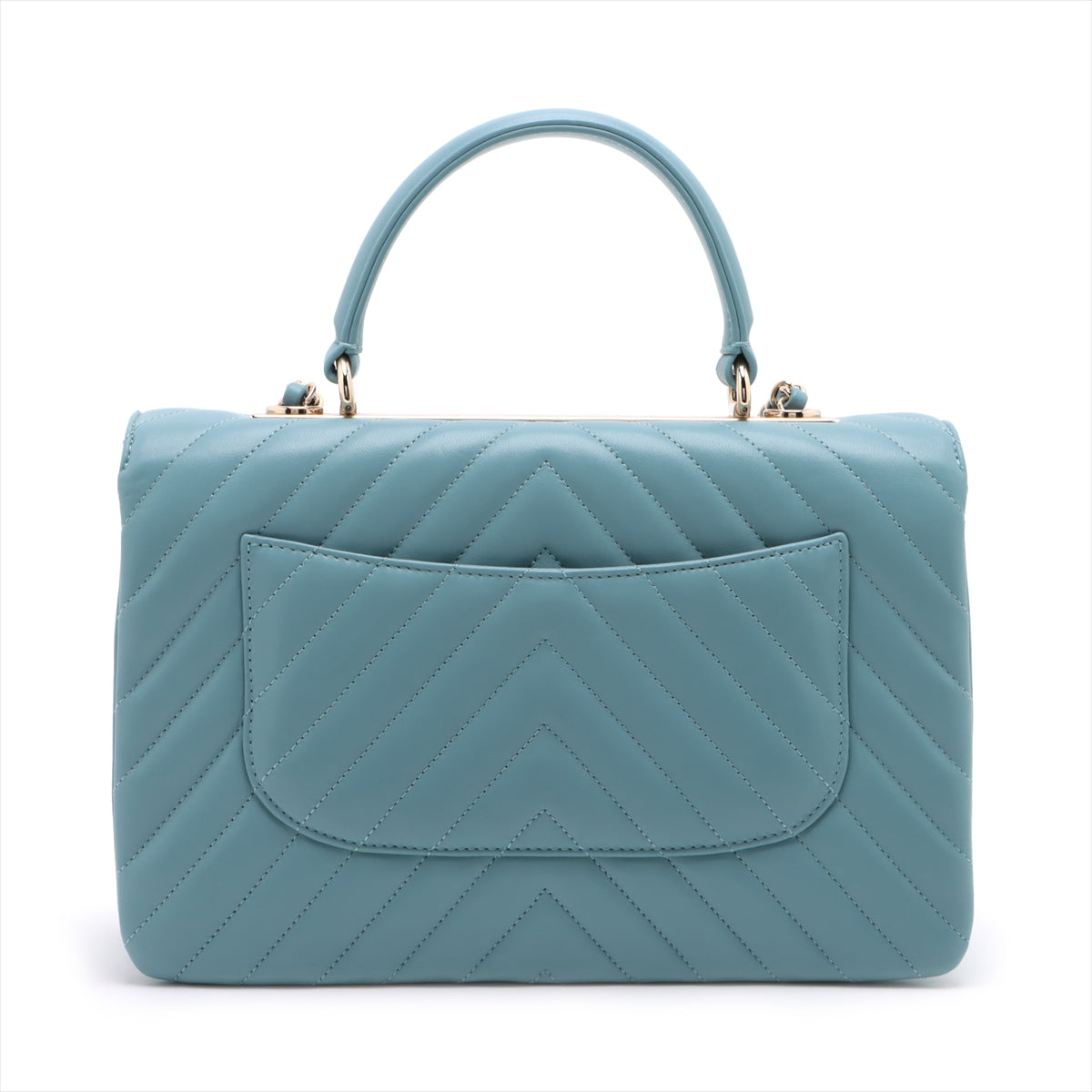 CHANEL Chevron Top Handle Bag in Light Blue 25th Series