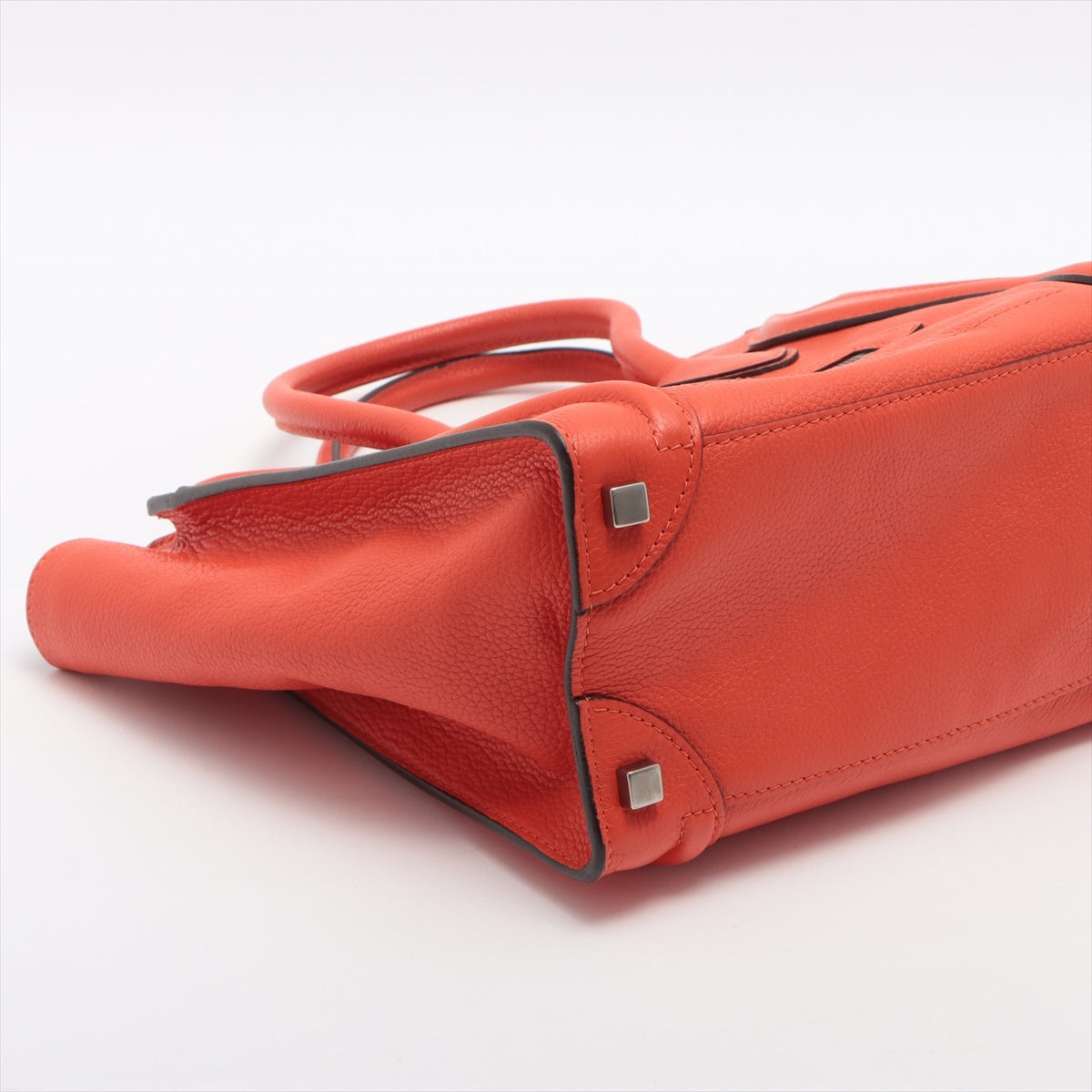 Celine Luggage Micro Handbag Orange Calfskin Leather
