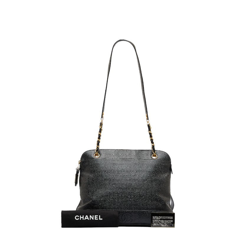 Chanel Triple Co. Gold  Chain houlder Bag Black Caviar S  CHANEL