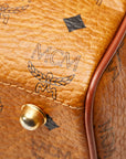 MCM Mini Boston Bag in Visetos Brown Leather