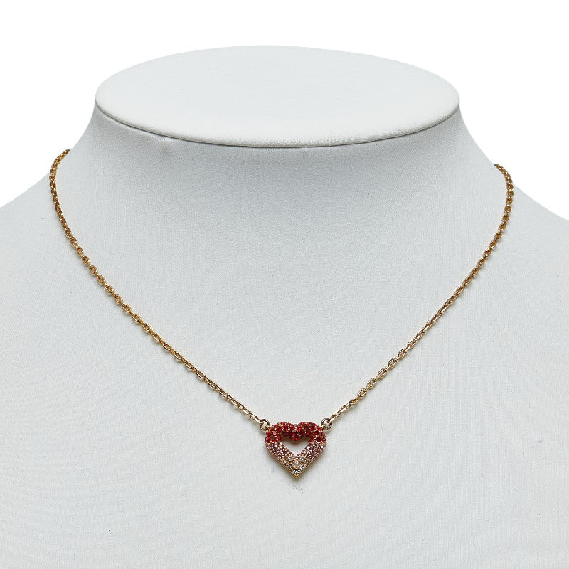 Louis Vuitton Heart Pendant Necklace M68159 Gold Red Pink