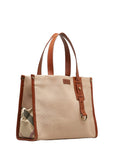 Burberry Noneva Check Tote Bag Beige Canvas Leather  BURBERRY