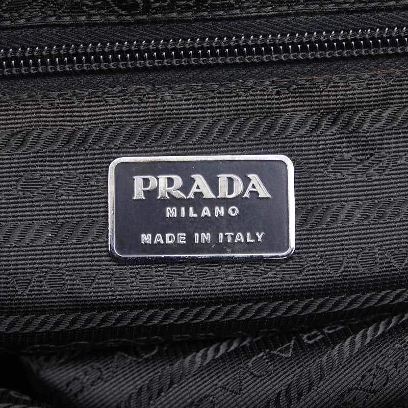 Prada Triangle Logo Plate Handbag Torch Bag B8993 Black Nylon  Prada