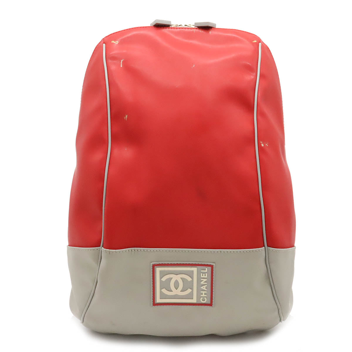 CHANEL CHANEL SPORTS LINE COCOMARK BACKPACK RUCKSACH LAVER Mesh RED RED GREY