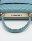 CHANEL Chevron Top Handle Bag in Light Blue 25th Series