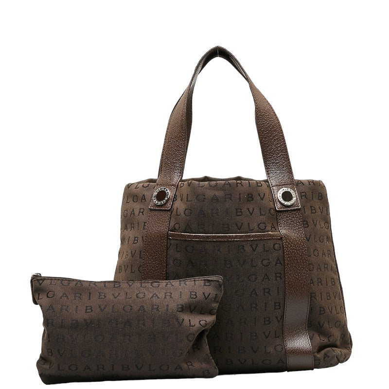 Logomania Handbags Handbags Brown Canvas Leather Ladies BVLGARI  Gorgeous