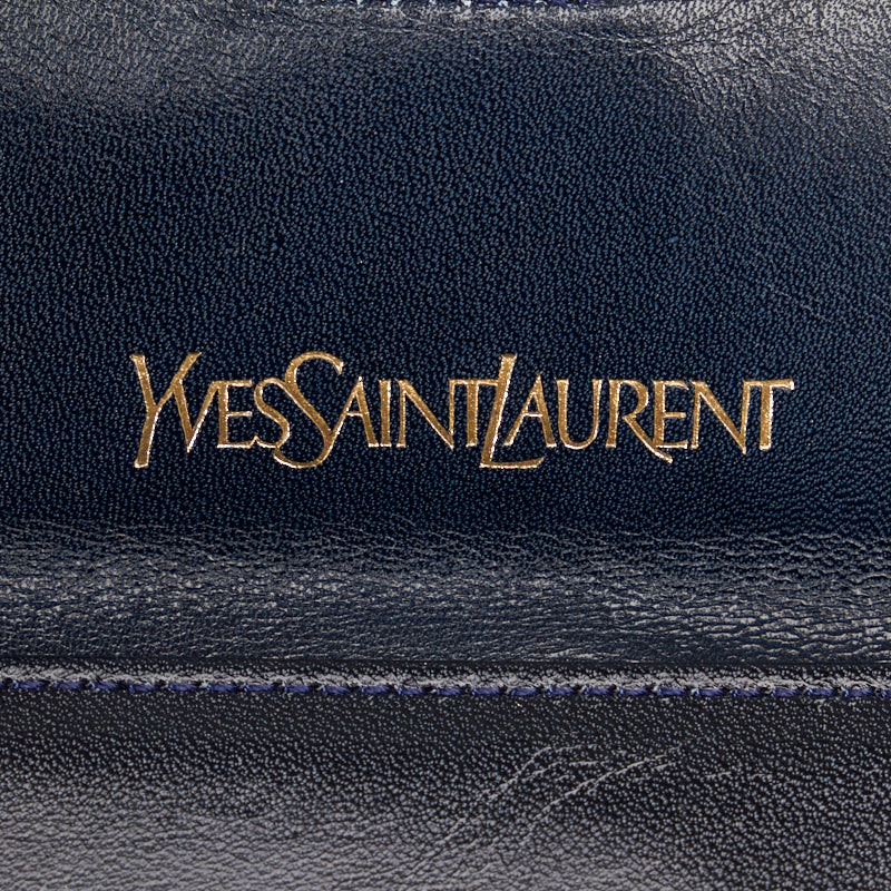 Saint Laurent Folded Wallet in Leather Navy Orange