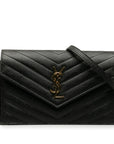 Saint Laurent Cassandra Envelope in Calf Leather Black 393953