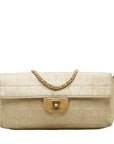 Chanel Coco New Label Line Chain Shoulder Bag Beige Canvas Leather  Chanel