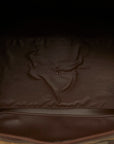 Burberry Check Boston Bag Karki Brown Canvas Leather